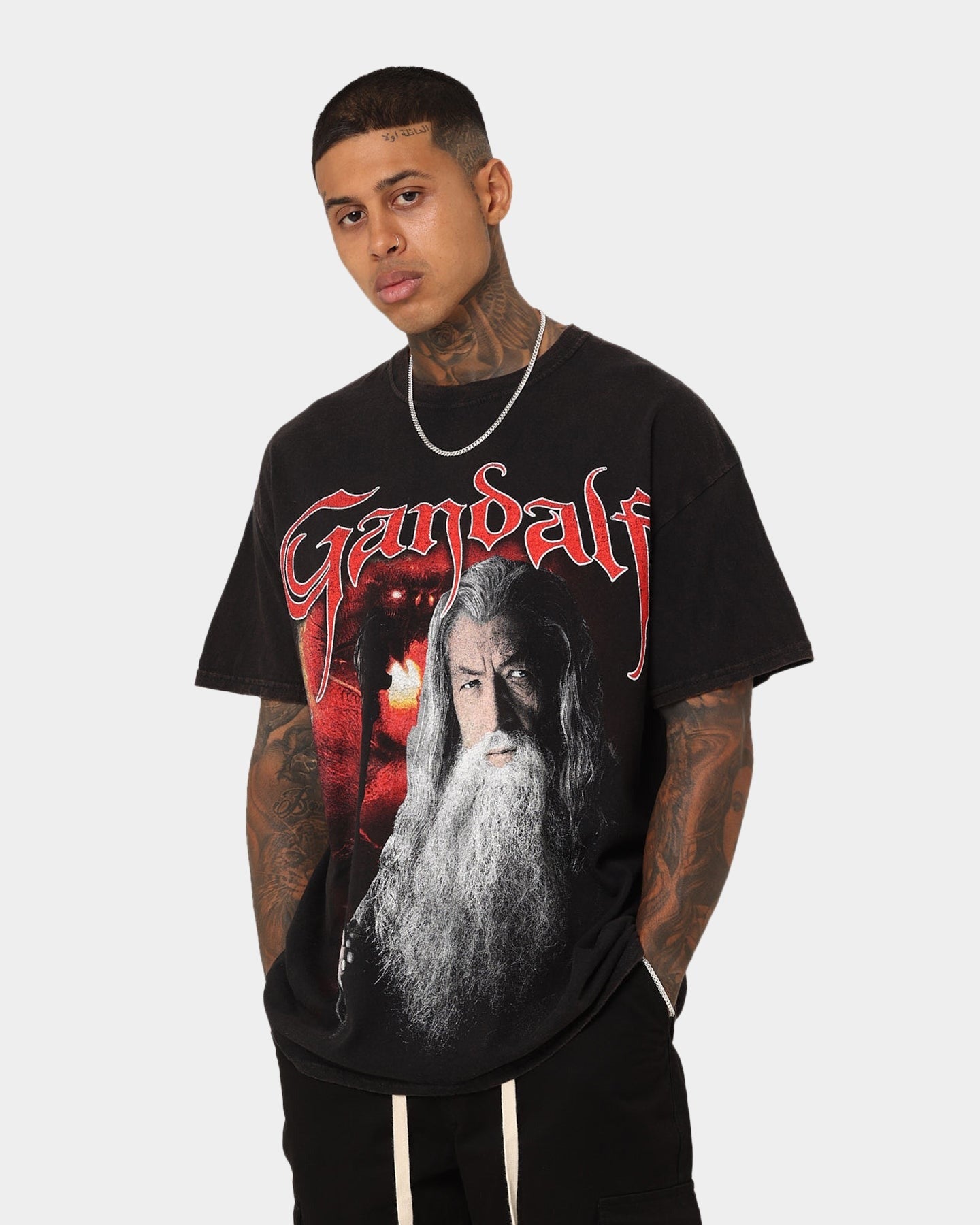 American Thrift X The Lord Of The Rings Gandalf Vintage T-Shirt Black Wash