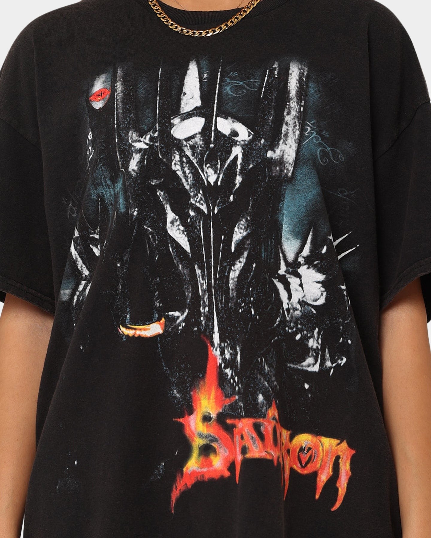 American Thrift X The Lord of The Rings The Sauron Vintage T-Shirt Black Wash Style001