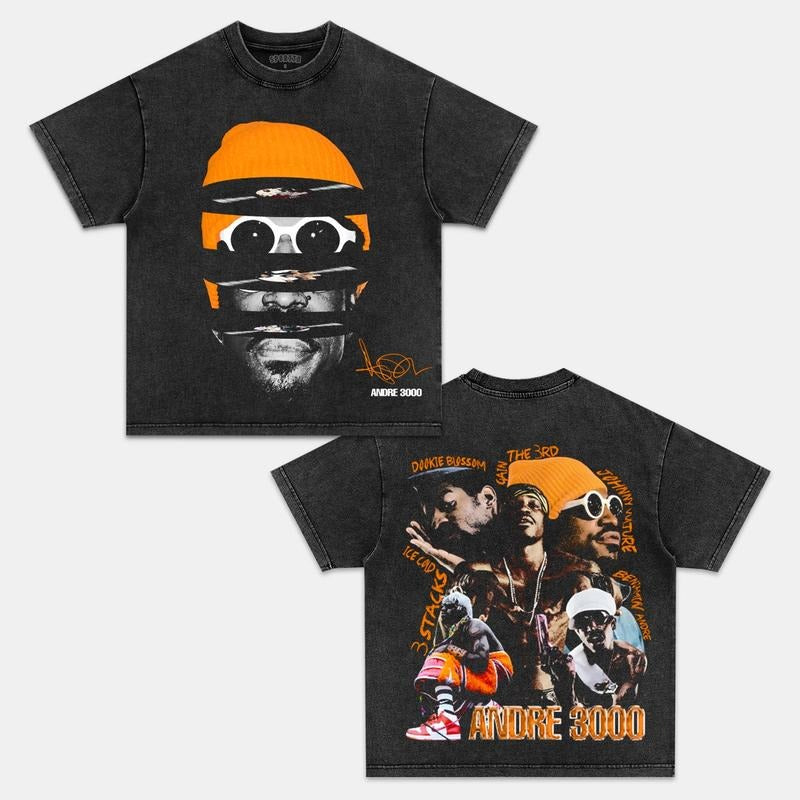 Andre 3000 Double Printed Short Sleeve Tee Cotton Vintage Shirt To Match Sneaker Hiphop Clothing Rapper Merch Shirt, Hiphop Tour Concert 2024, Gift For Fan Y2K Aesthetic Hoodie Sweatshirt