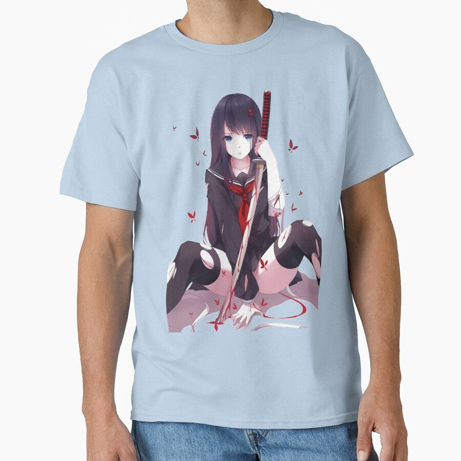 Anime Girl With Katana Classic T Shirt