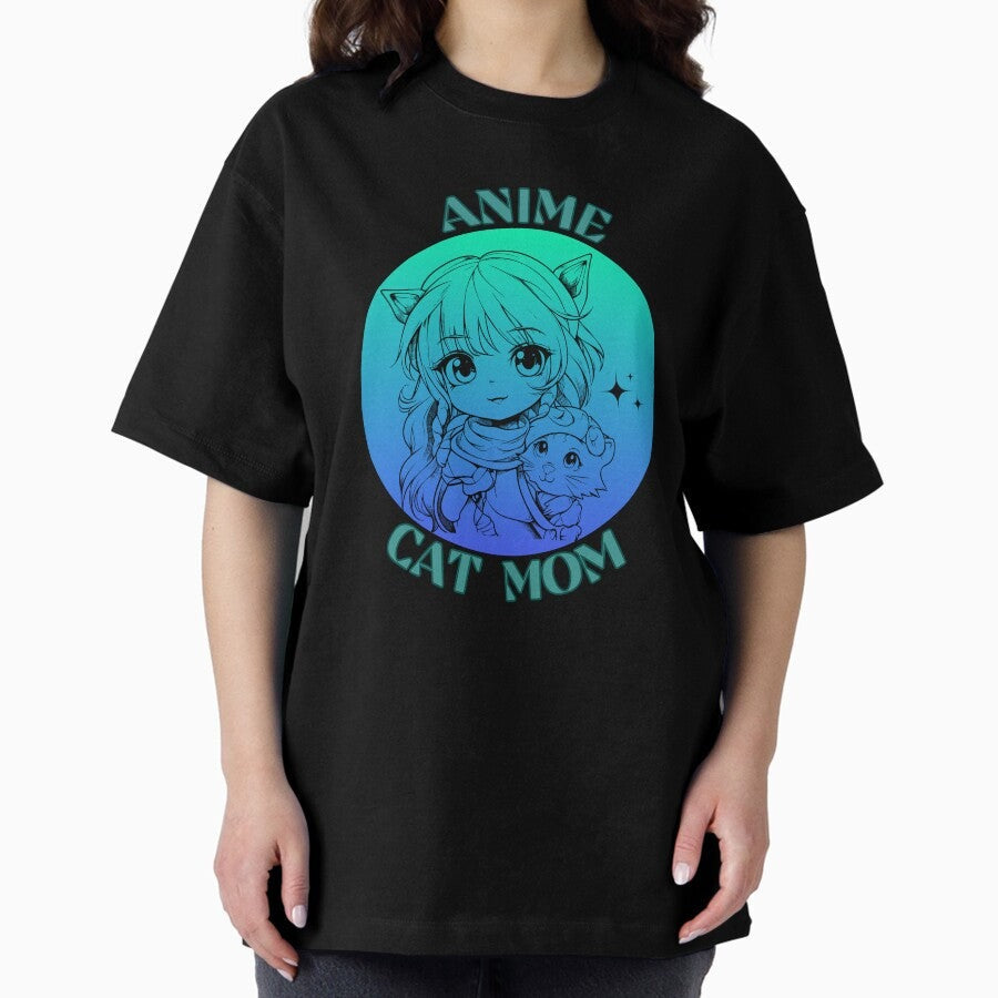 Anime cat mom Oversized T-Shirt