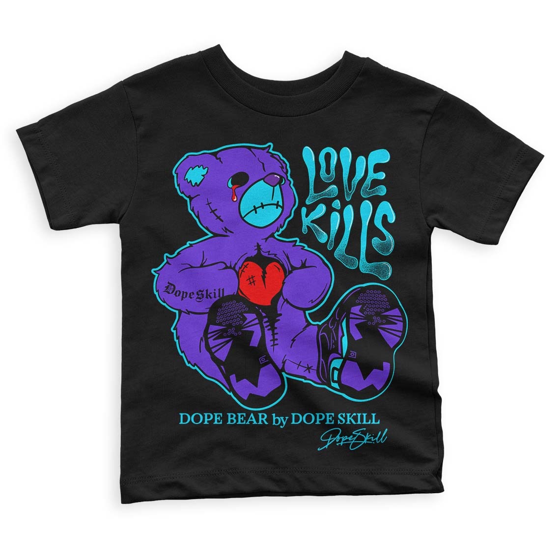 Aqua 6s DopeSkill Toddler Kids T-shirt Love Kills Graphic