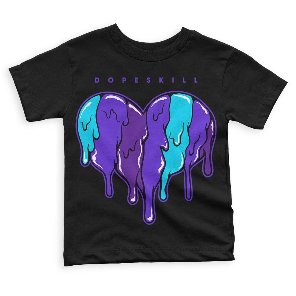 Aqua 6s DopeSkill Toddler Kids T-shirt Slime Drip Heart Graphic