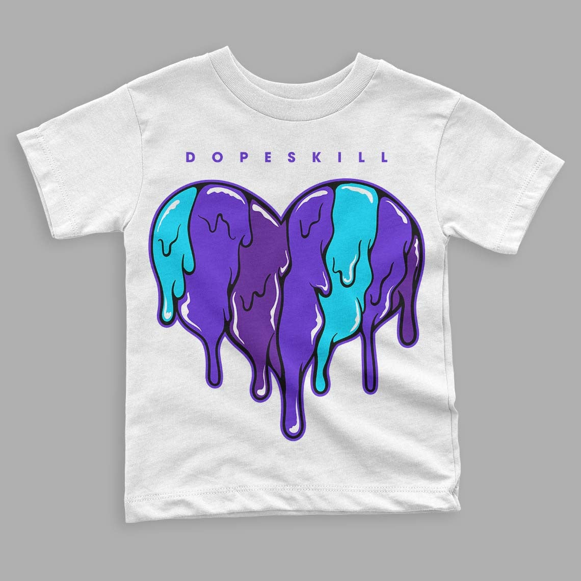 Aqua 6s DopeSkill Toddler Kids T-shirt Slime Drip Heart Graphic