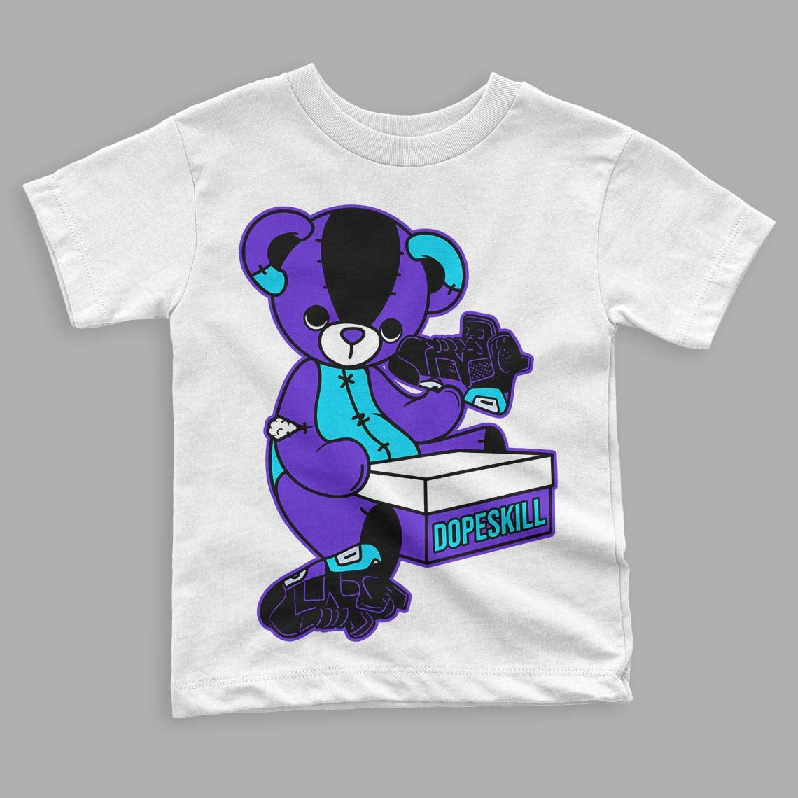 Aqua 6s DopeSkill Toddler Kids T-shirt Sneakerhead BEAR Graphic