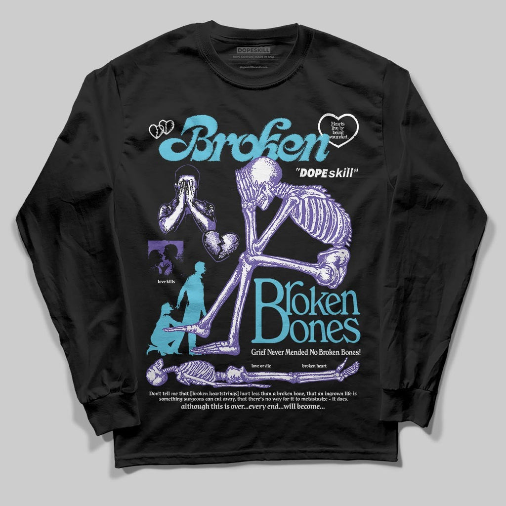 Aqua 8s DopeSkill Long Sleeve T-Shirt Broken Bones Graphic
