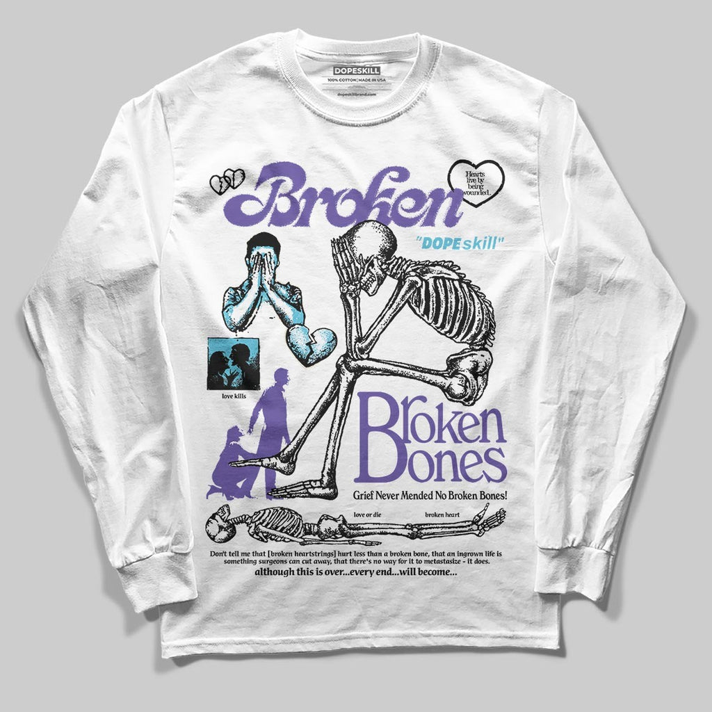 Aqua 8s DopeSkill Long Sleeve T-Shirt Broken Bones Graphic