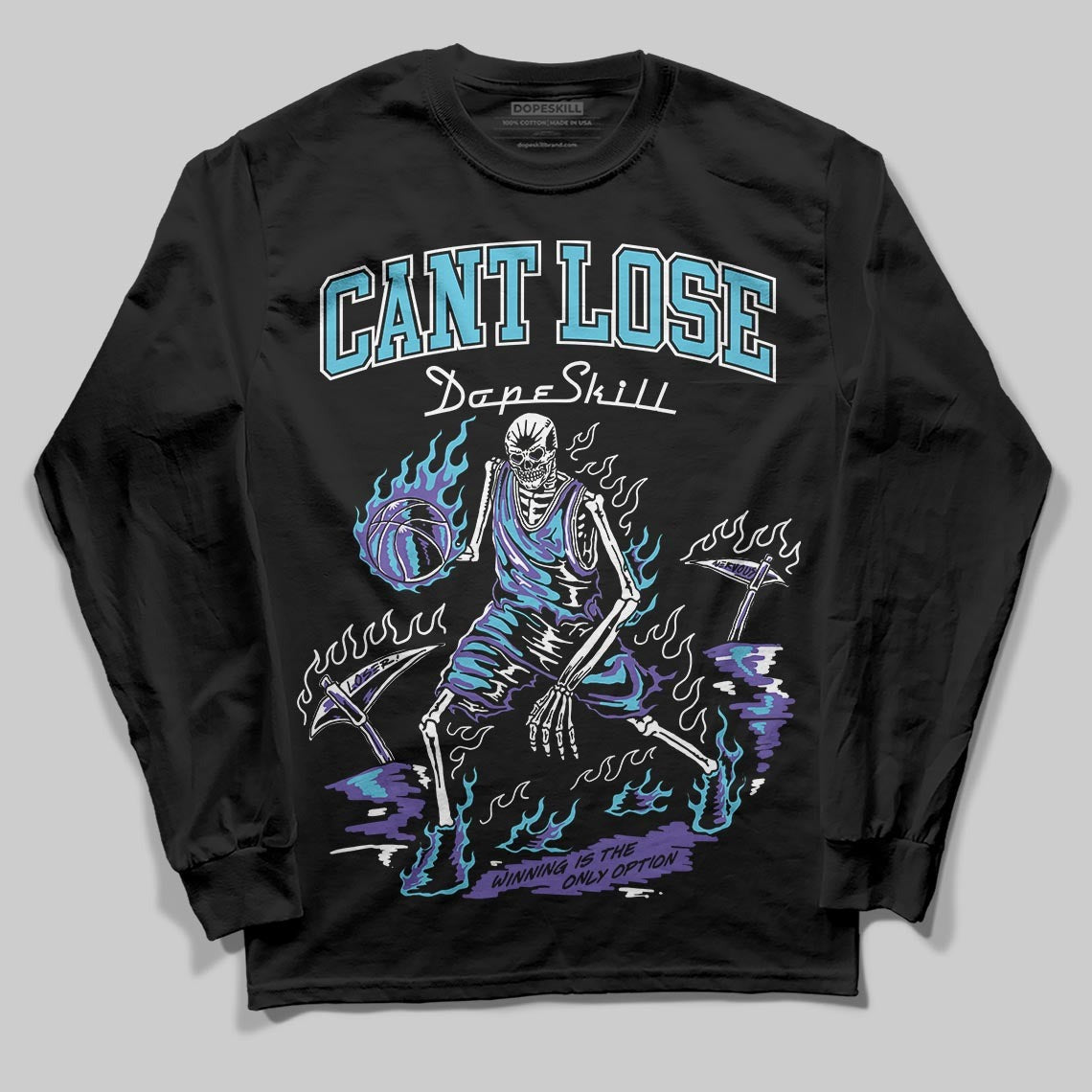 Aqua 8s DopeSkill Long Sleeve T-Shirt Cant Lose Graphic
