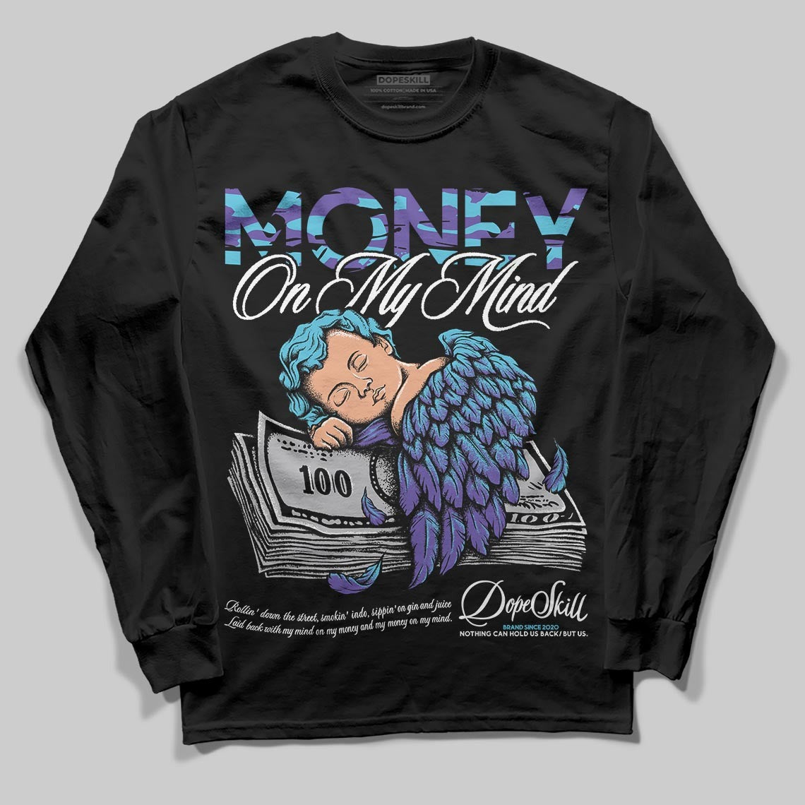Aqua 8s DopeSkill Long Sleeve T-Shirt MOMM Graphic
