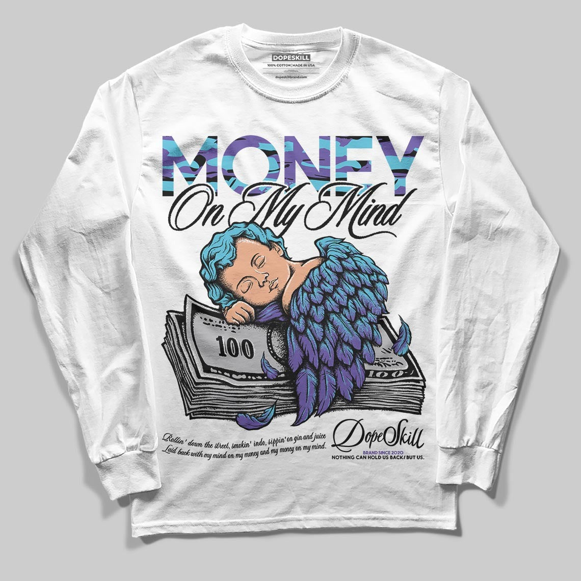 Aqua 8s DopeSkill Long Sleeve T-Shirt MOMM Graphic