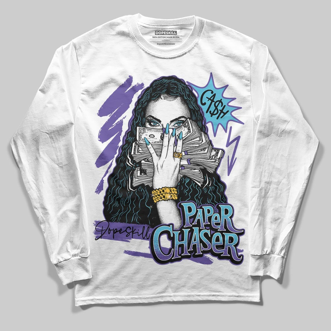 Aqua 8s DopeSkill Long Sleeve T-Shirt NPC Graphic