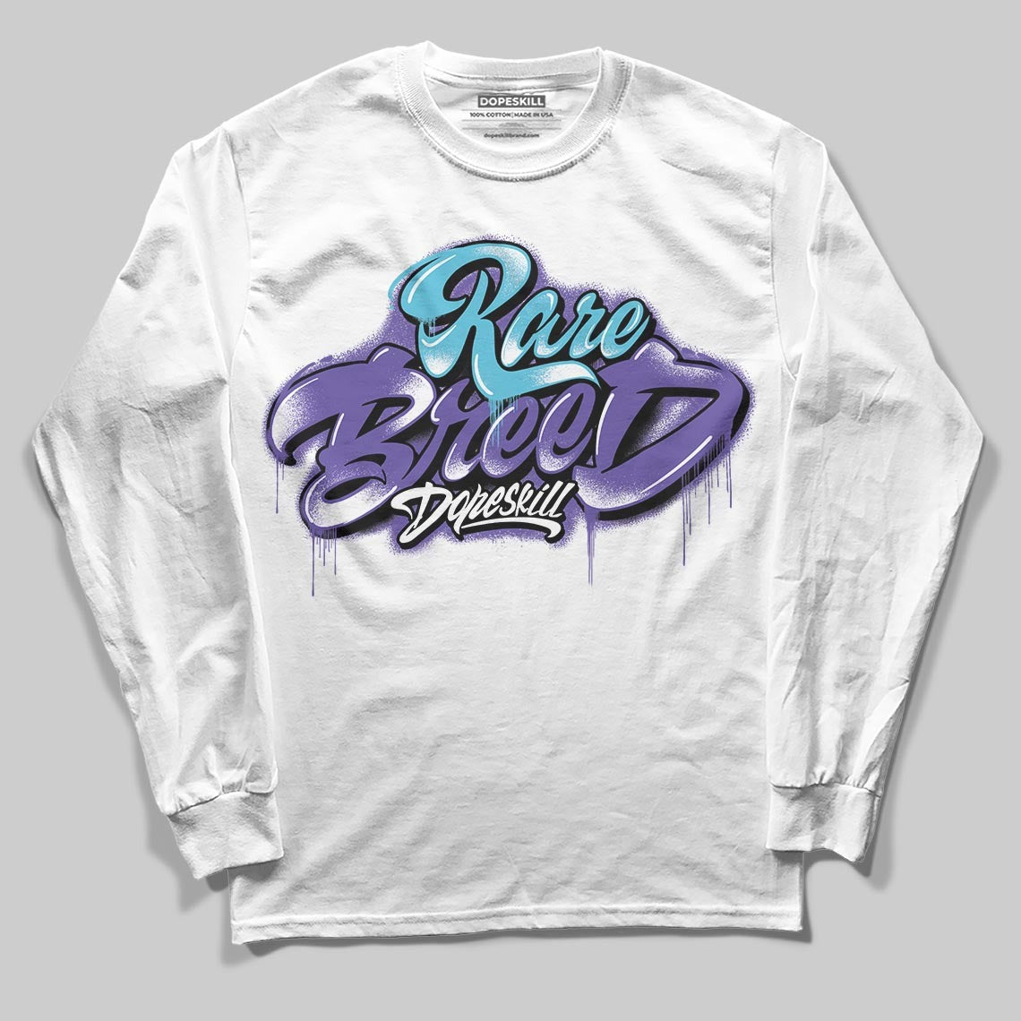 Aqua 8s DopeSkill Long Sleeve T-Shirt Rare Breed Type Graphic