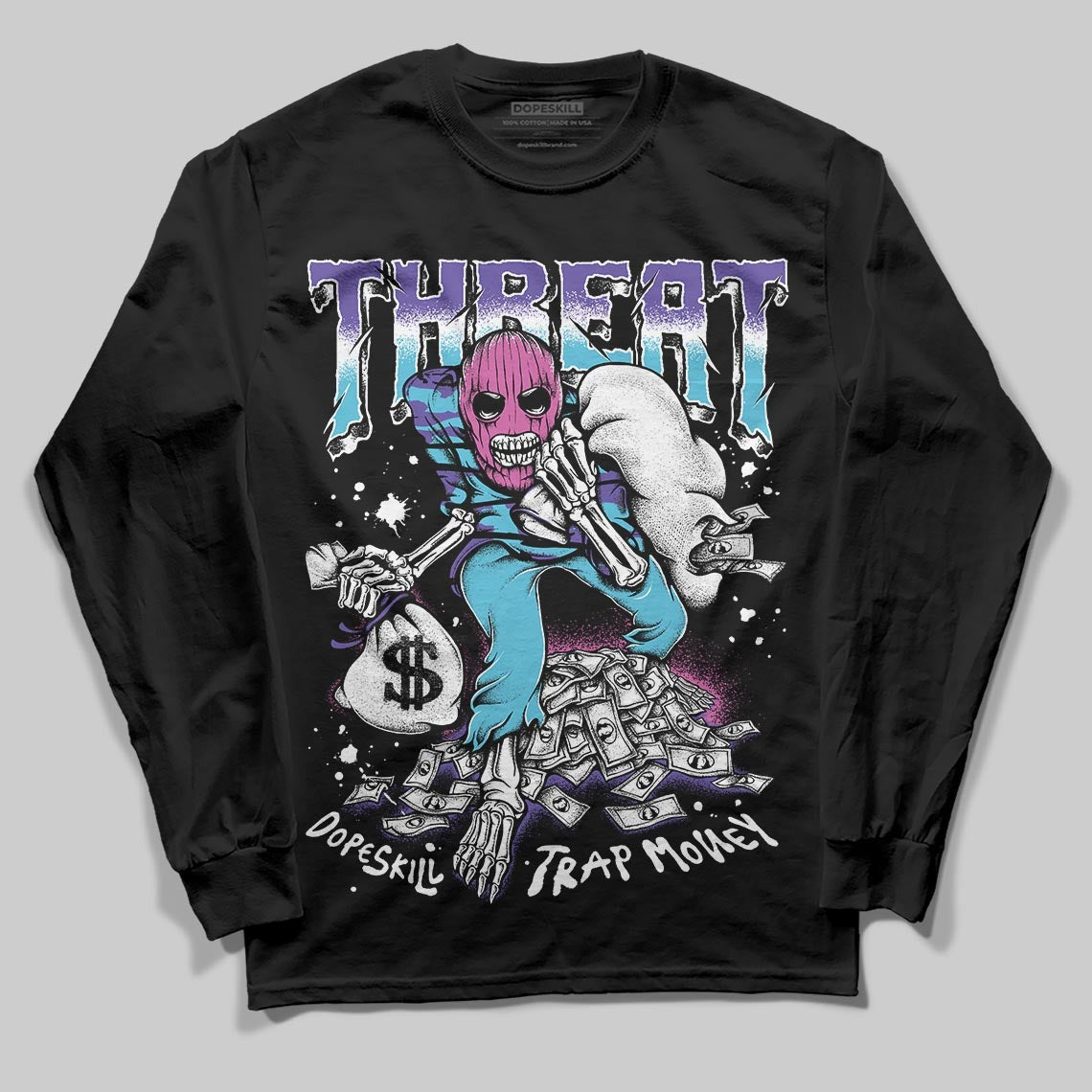 Aqua 8s DopeSkill Long Sleeve T-Shirt Threat Graphic