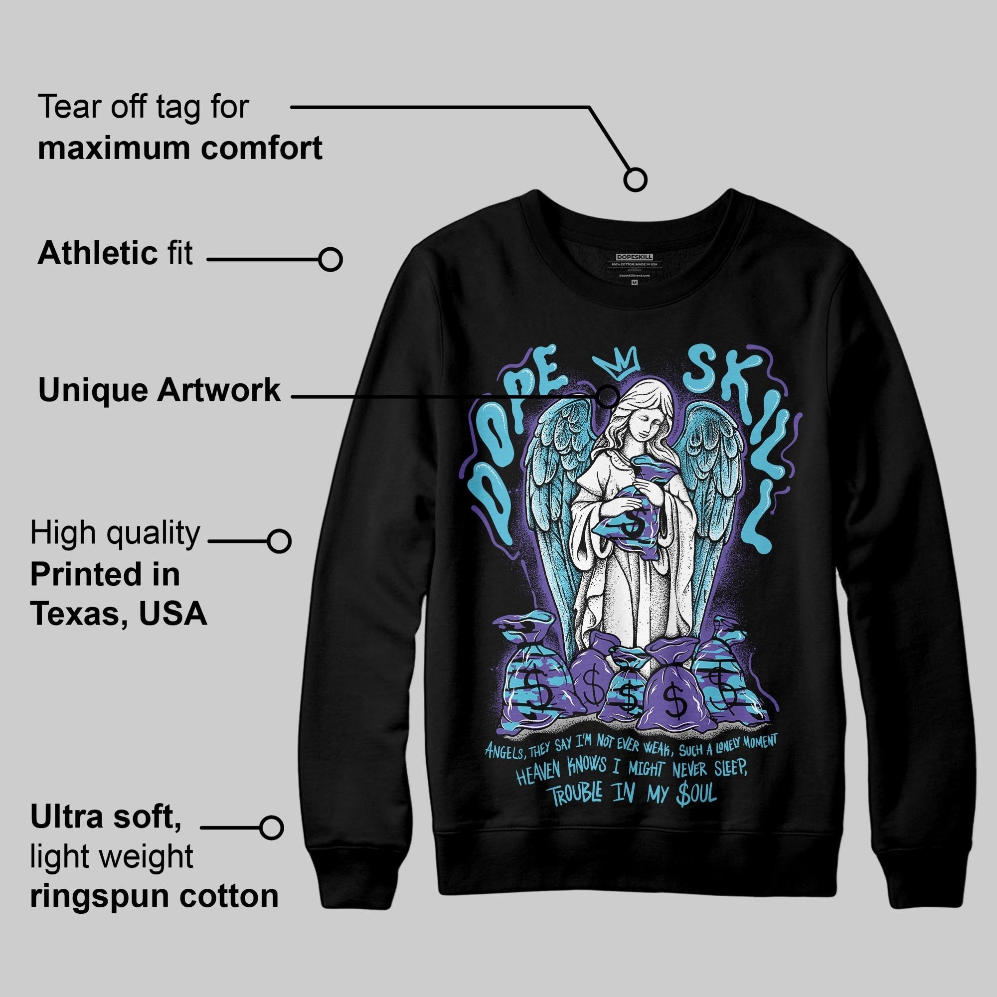 Aqua 8s DopeSkill Sweatshirt Angels Graphic