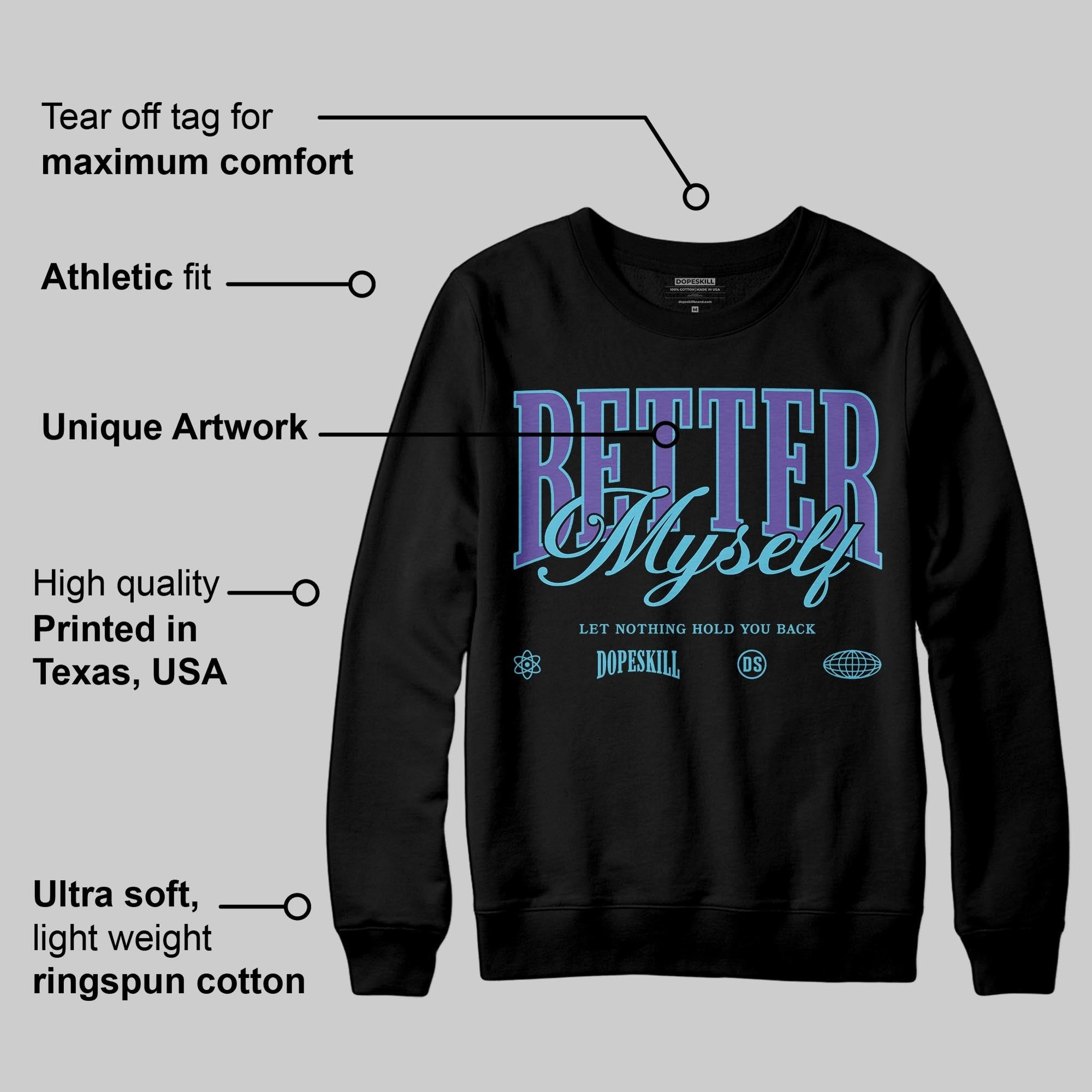 Aqua 8s DopeSkill Sweatshirt Better Myself Graphic