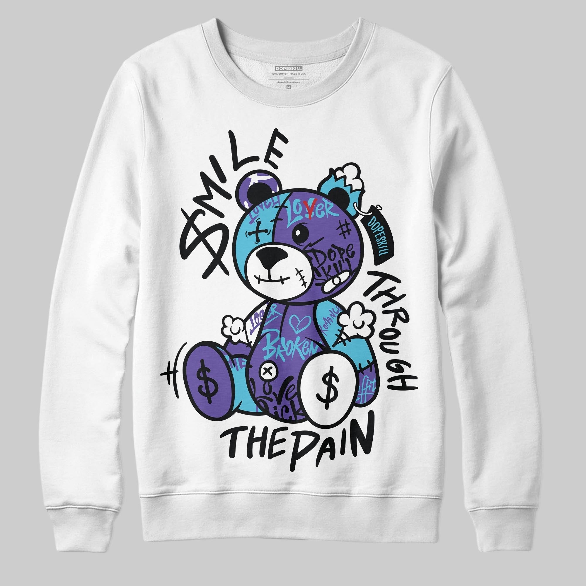 Aqua 8s DopeSkill Sweatshirt Smile Through The Pain Graphic