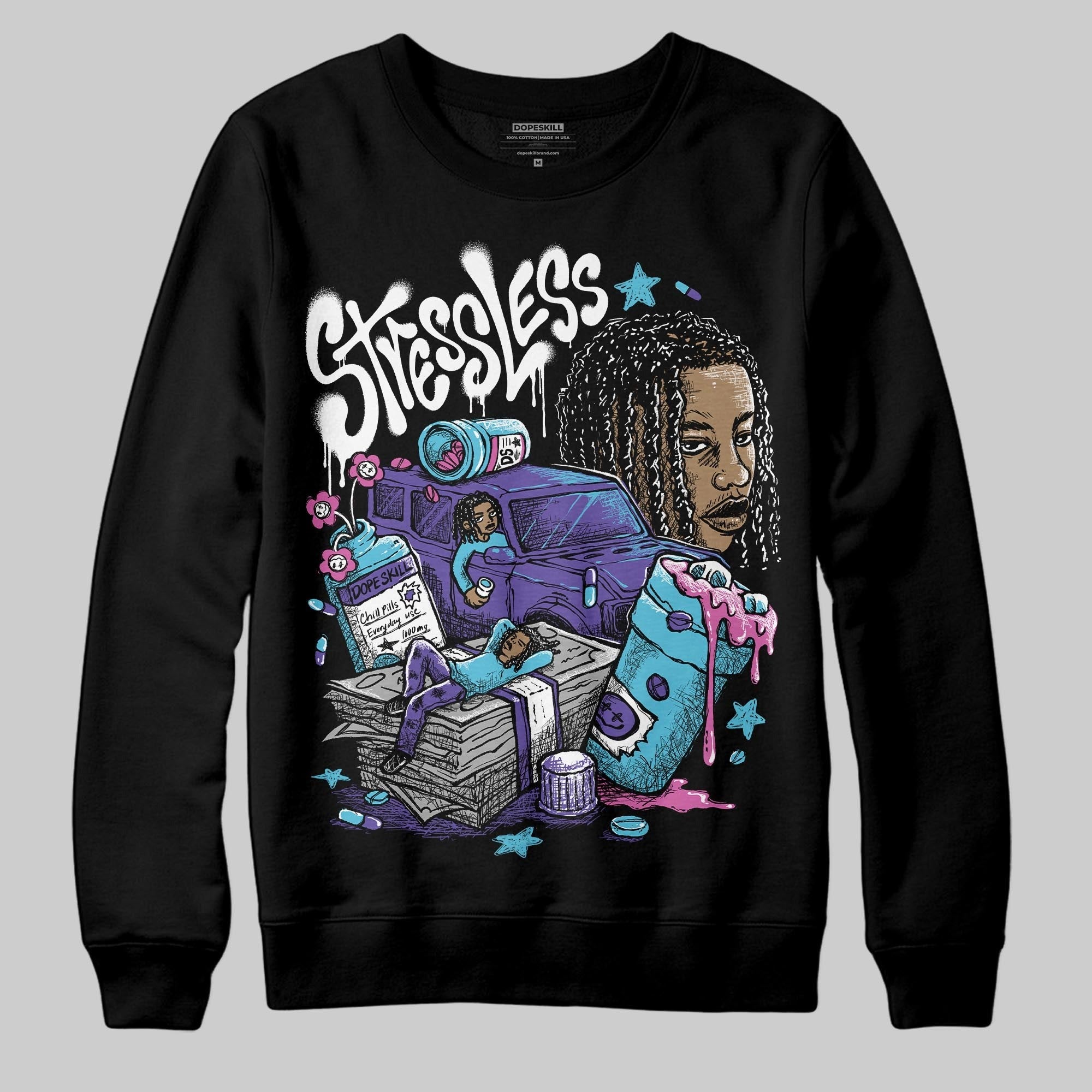 Aqua 8s DopeSkill Sweatshirt Stressless Graphic