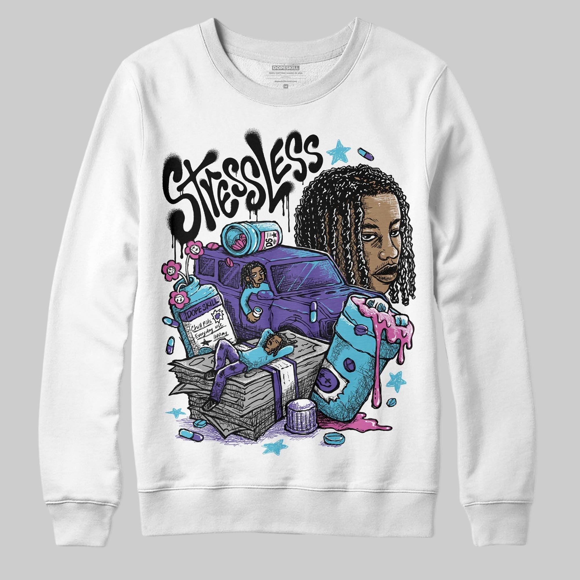 Aqua 8s DopeSkill Sweatshirt Stressless Graphic