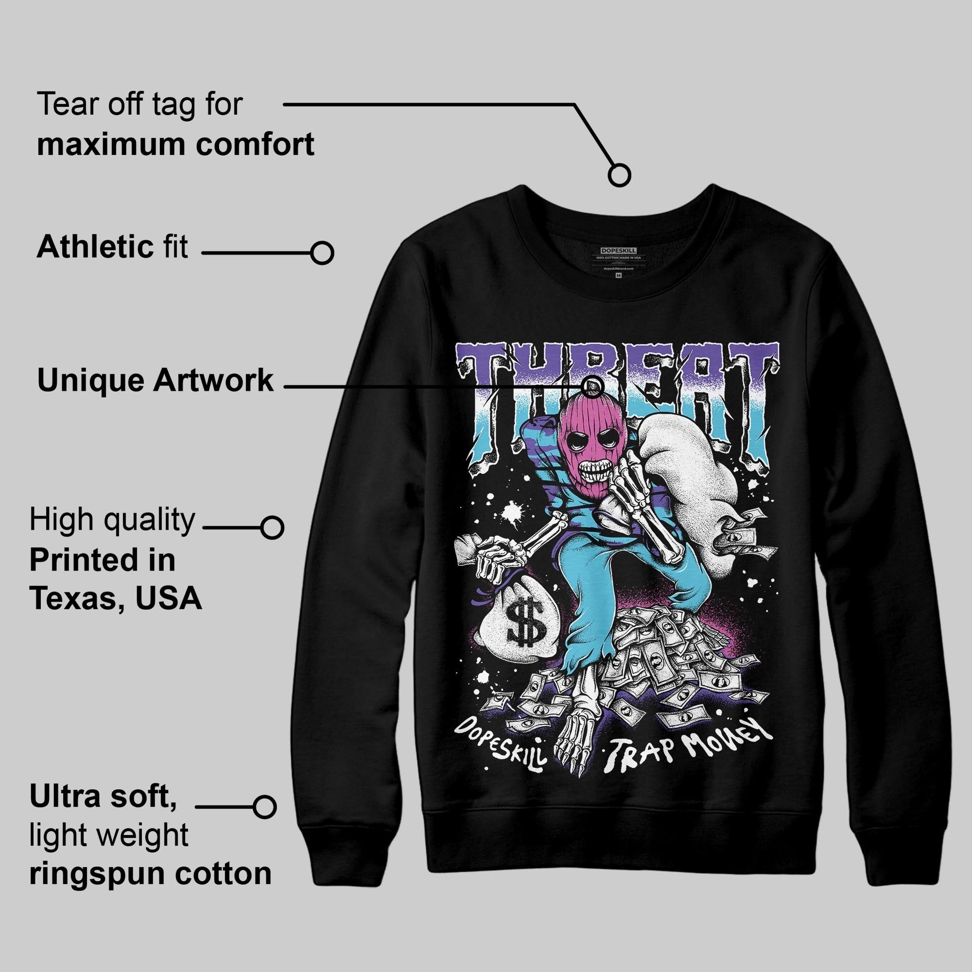Aqua 8s DopeSkill Sweatshirt Threat Graphic