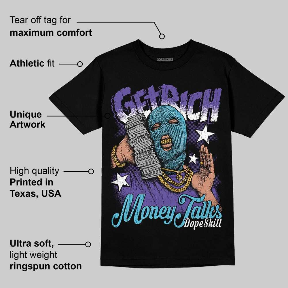 Aqua 8s DopeSkill T-Shirt Get Rich Graphic