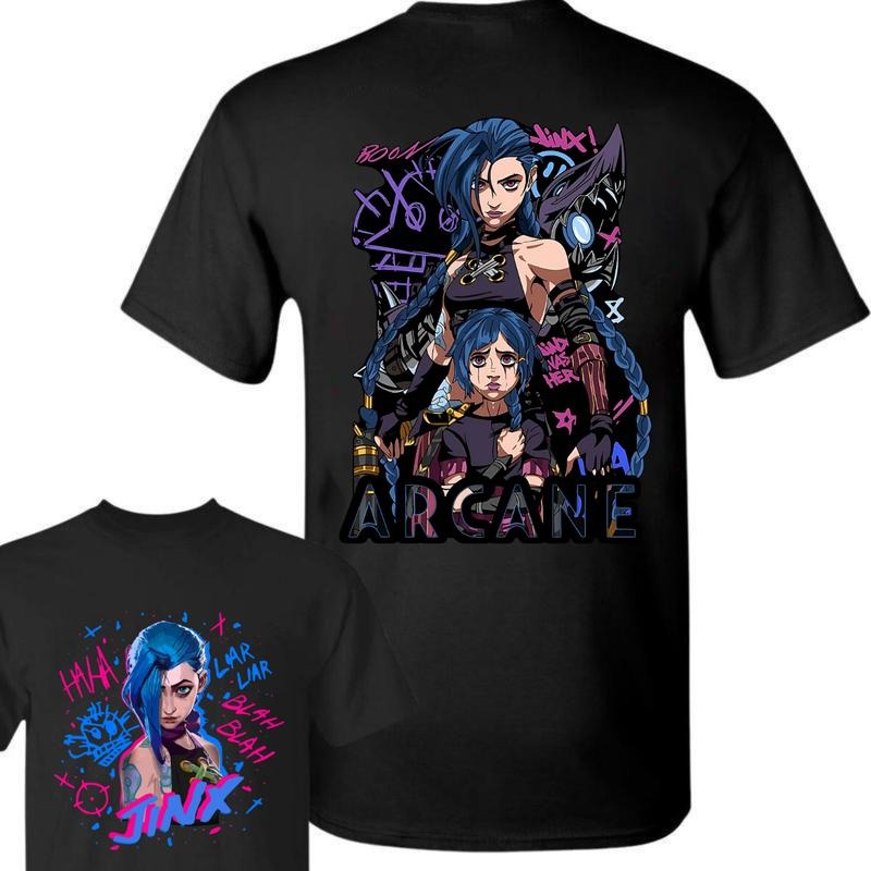 Arcane Jinx T-ShirtHoodie Vi League of Legends New Season Unisex T-ShirtHoodie, Unisex for Man and Women, 100% Cotton, LOL Tee