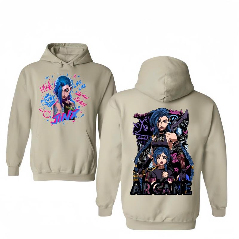 Arcane Jinx T-ShirtHoodie Vi League of Legends New Season Unisex T-ShirtHoodie, Unisex for Man and Women, 100% Cotton, LOL Tee