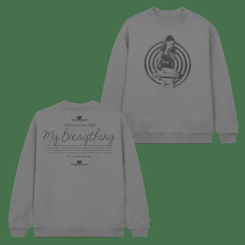 Ariana Merch Ariana My Everything Tenth Anniversary Grey Sweatshirt Music Lovers Gifts For Fans