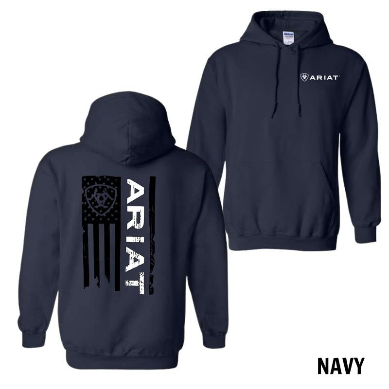 Ariat Casual Hoodie Shirt - American Flag Design with Bold Ariat Logo, Perfect for Western Enthusiasts, Unisex for Patriotic Style and Everyday Wear