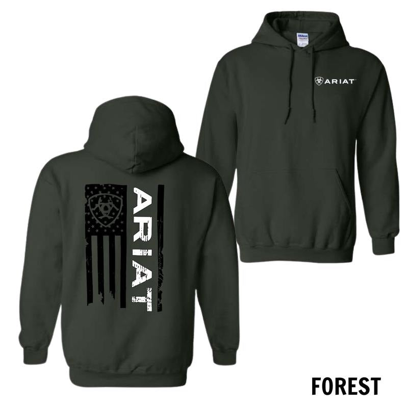 Ariat Casual Hoodie Shirt - American Flag Design with Bold Ariat Logo, Perfect for Western Enthusiasts, Unisex for Patriotic Style and Everyday Wear