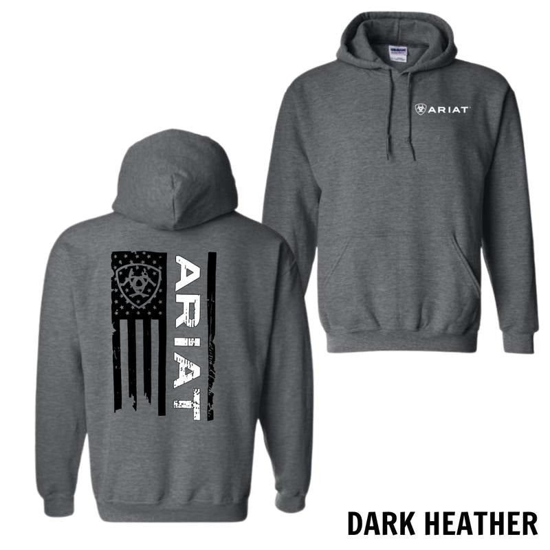 Ariat Casual Hoodie Shirt - American Flag Design with Bold Ariat Logo, Perfect for Western Enthusiasts, Unisex for Patriotic Style and Everyday Wear