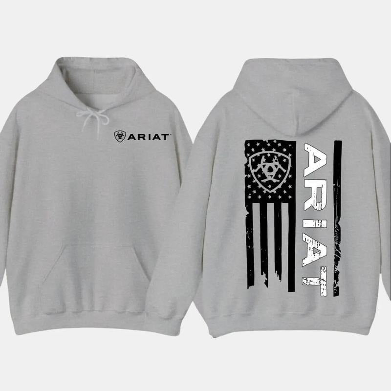 Ariat Hoodie - Unisex American Flag Design with Bold Logo, Perfect for Western Lifestyle & Patriotic Everyday Wear