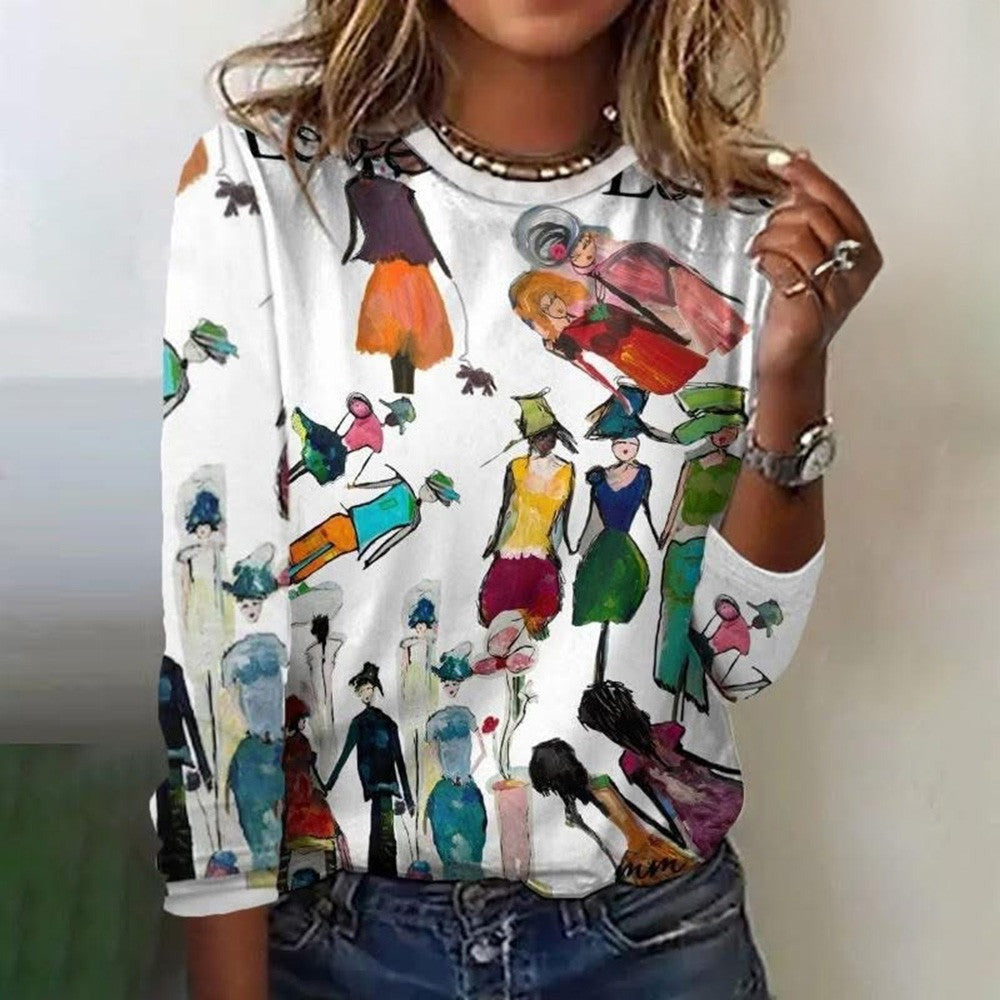 Artistic Women Long Sleeve T-Shirt Lady Graphic Unique Clothing Gifts For Wife