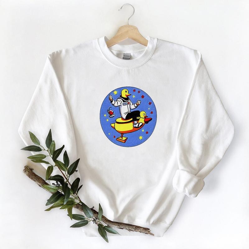 Astronaut Riding A Rubber Duck Unisex Tshirt Sweatshirt Hoodie, for duck hunters, husbands and Mallard duck lovers