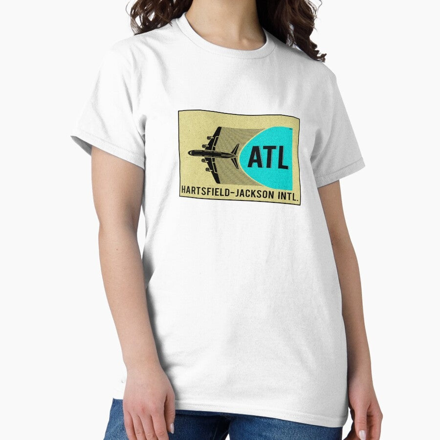 Atl Airport Code Atlanta Georgia Hartsfield Jackson International Vintage Style Luggage Laptop Classic T Shirt