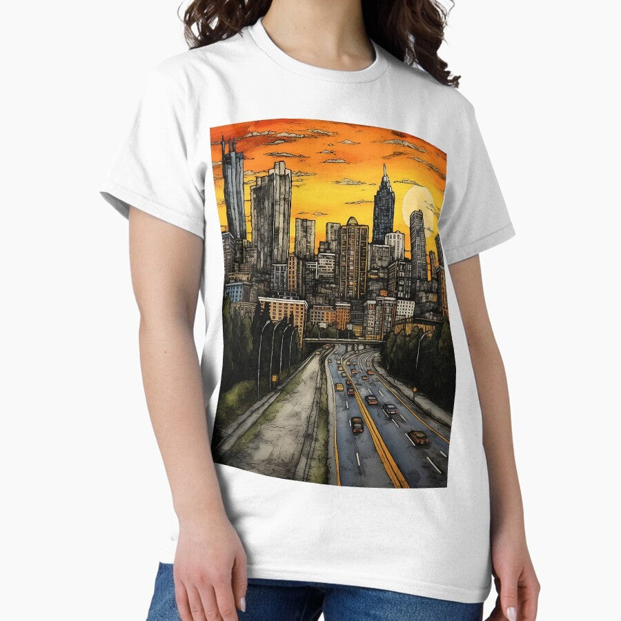 Atlanta City Colorful Travel Vintage Graphic Classic T Shirt