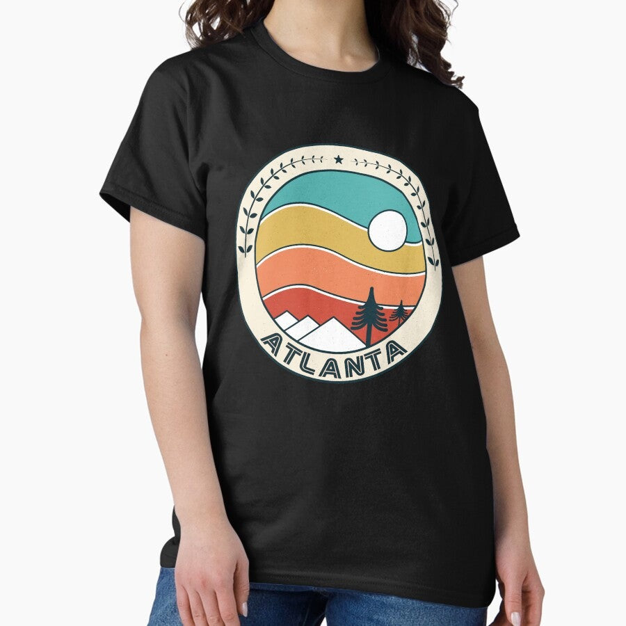 Atlanta Retro Vintage Sunset - Atlanta Georgia Mountain Souvenir - Gift - Hometown - Hiking - Nature Classic T-Shirt