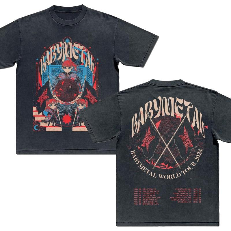 BabyMetal Band Shirt BabyMetal World Tour 2024 T-shirt BabyMetal Concert 2024 Sweatshirt Rock Music Hoodie BabyMetal Merch Gift for Fans Men Women