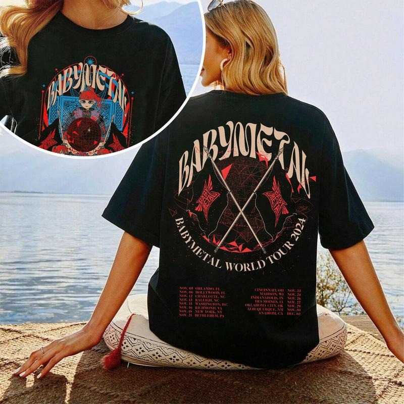 BabyMetal Band Shirt BabyMetal World Tour 2024 T-shirt BabyMetal Concert 2024 Sweatshirt Rock Music Hoodie BabyMetal Merch Gift for Fans Men Women