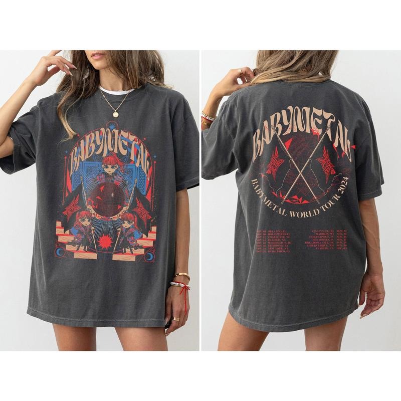 BabyMetal Band Shirt BabyMetal World Tour 2024 T-shirt BabyMetal Concert 2024 Sweatshirt Rock Music Hoodie BabyMetal Merch Gift for Fans Men Women