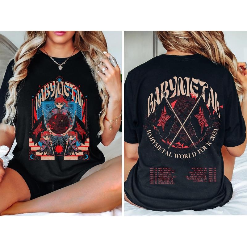 BabyMetal Band Shirt BabyMetal World Tour 2024 T-shirt BabyMetal Concert 2024 Sweatshirt Rock Music Hoodie BabyMetal Merch Gift for Fans Men Women