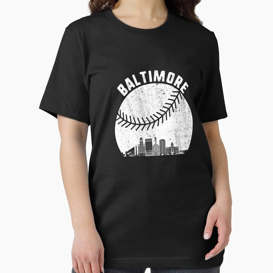 Baltimore Skyline Baseball Fan Vintage Baltimore MD Baseball Gear Essential T-Shirt