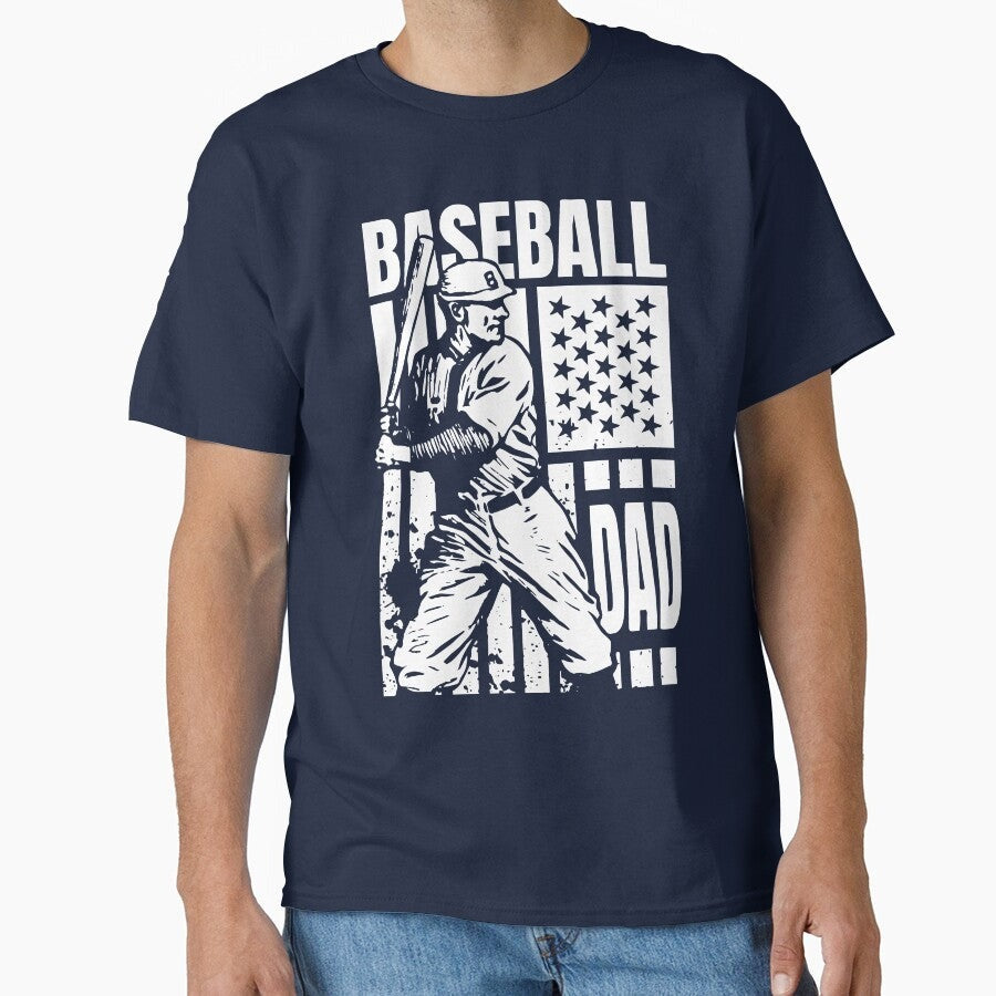 Baseball DAD USA Flag Vintage American Father's Day Sports Classic T-Shirt