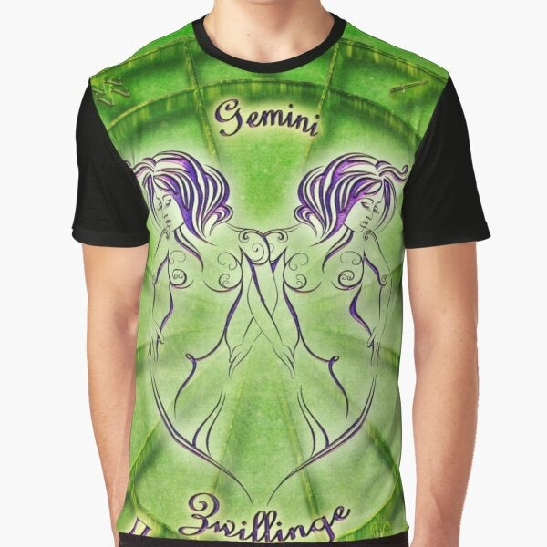 Beautiful Green Gemini zodiac horoscope design for your favorite Gemini Sign Graphic T-Shirt