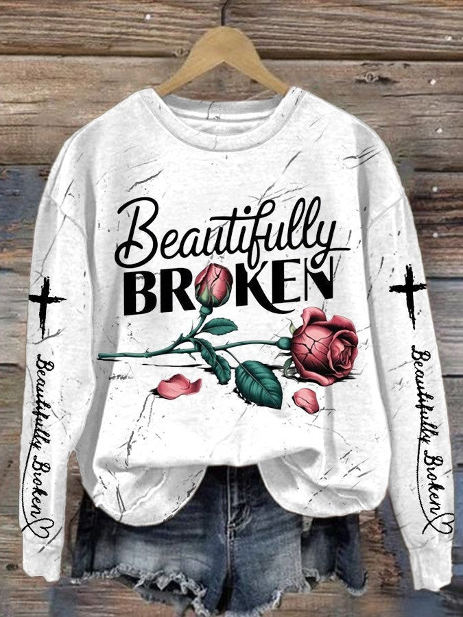 Beautifully Broken Rose Sweatshirt Country Music Hoodie Jelly Roll Fans Father's Day Gift for Husband