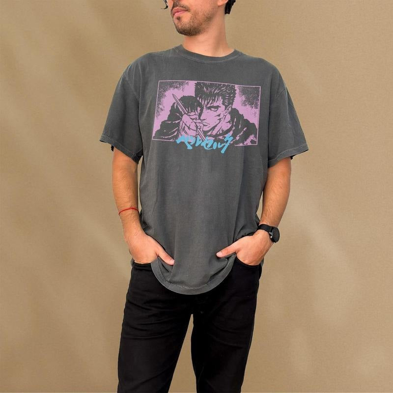 Berserk Anime Graphic T-Shirt, Vintage Japanese Manga Tee for Men and Woman, 90s TV Movie Streetwear, Gift to Make Anime Fans Go Berserk