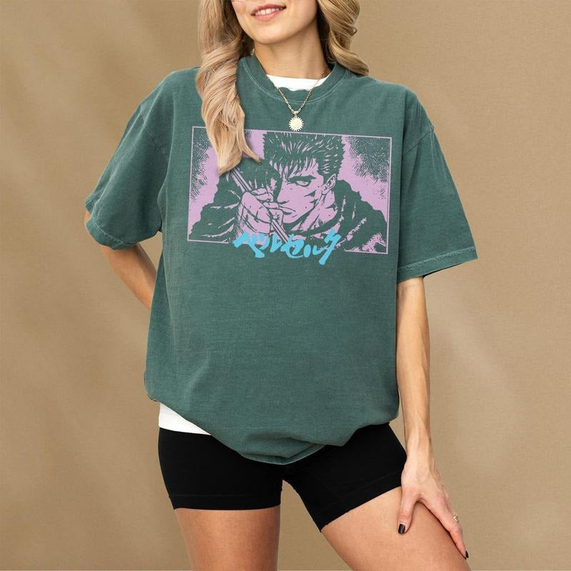Berserk Anime Graphic T-Shirt, Vintage Japanese Manga Tee for Men and Woman, 90s TV Movie Streetwear, Gift to Make Anime Fans Go Berserk