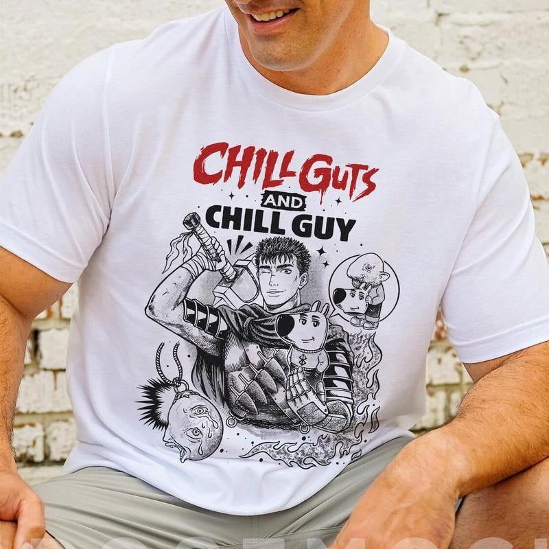 Berserk Shirt, Funny Berserk Chill Guy Tee, Chill Guy Best Anime Tee, Anime Tee Gift For Boyfriend, Gift For Him, Skull Knight Shirt