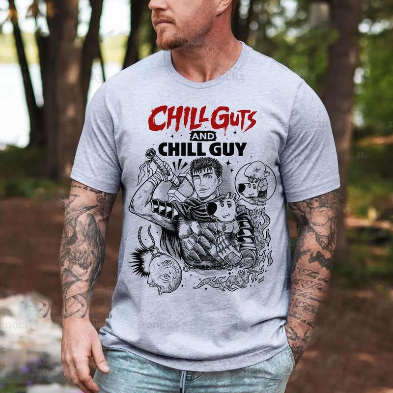 Berserk Shirt, Funny Berserk Chill Guy Tee, Chill Guy Best Anime Tee, Anime Tee Gift For Boyfriend, Gift For Him, Skull Knight Shirt