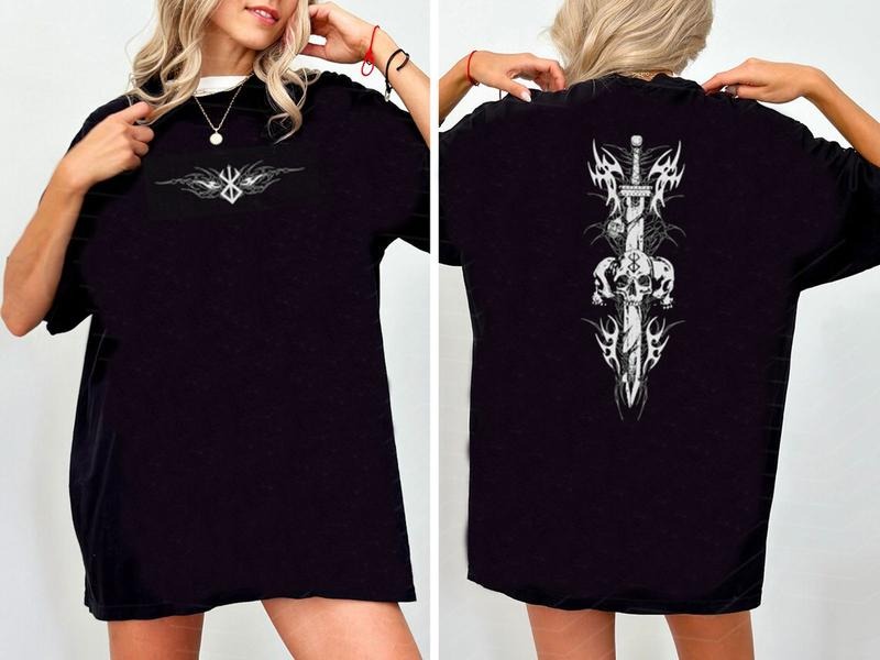 Berserk Vengeance Heavyweight T-Shirt Gym Pump Cover Anime T-shirts 2 Side Women Men Harajuku Tops Tees Berserk Guts Griffith Print Streetwear Hip Hop Tshirt Anime Gift Anime Shirt Gift For Fans Cotton Top Menswear Womenswear Gym  Shirt. Unisex