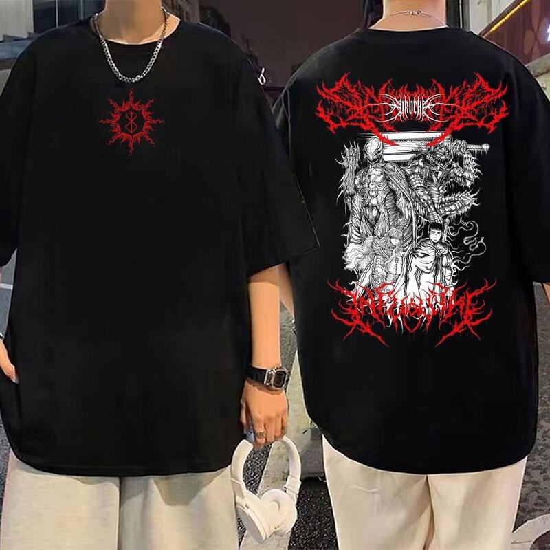 Berserk Vengeance Heavyweight Tee Gym Pump Cover Anime T-shirts 2 Side Women Men Harajuku Tops Tees - GILDAN Retro Graphic Crew Neck Cotton Sweatshirt - Eco-Friendly Material